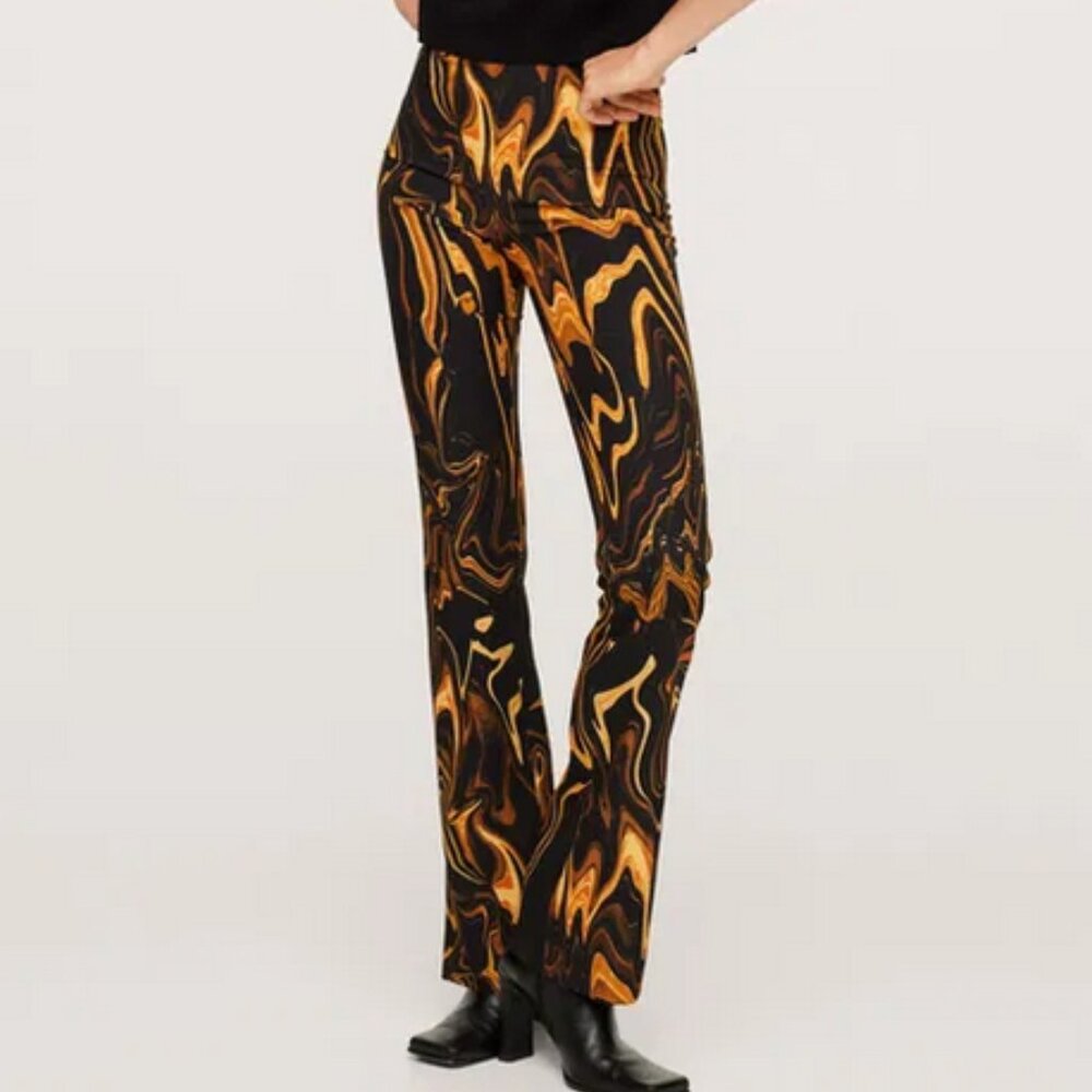 Mango Marble Fire Print Pants